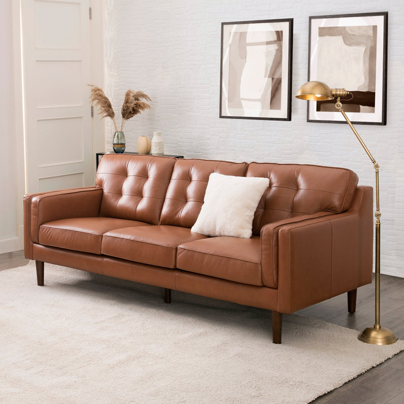 Steelside™ Oakland 86.5'' Leather Sofa & Reviews Wayfair